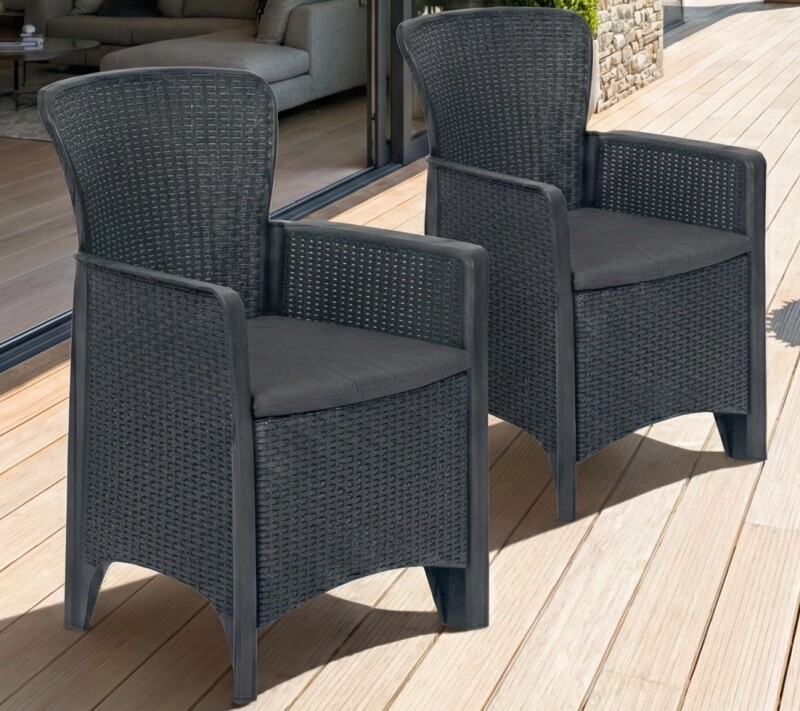 Rotanga dārza krēsli 2 gab., pelēki