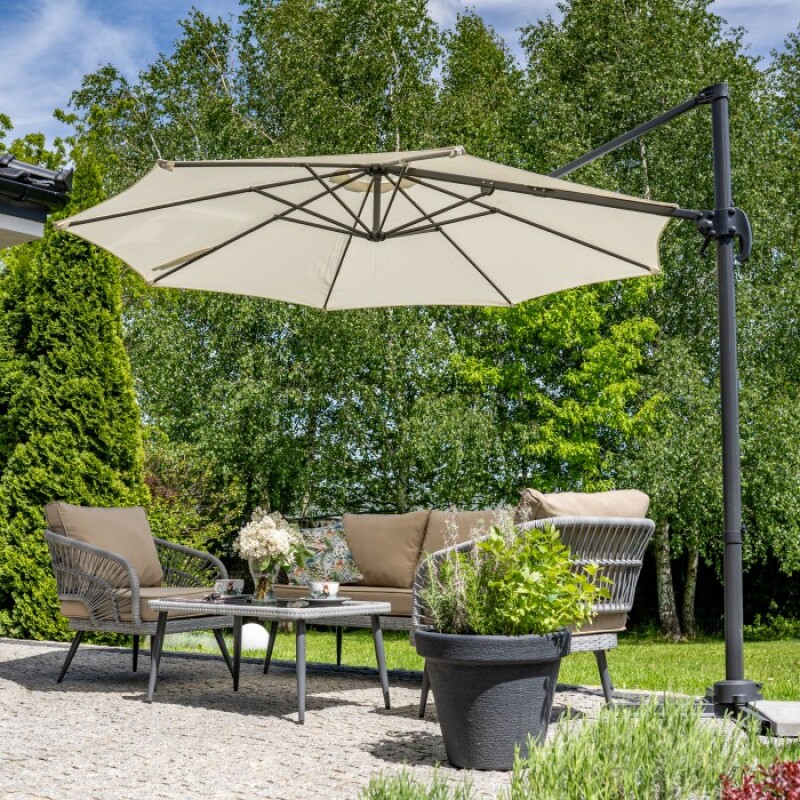 Sun protection umbrella on a stand, 3.5 m, beige