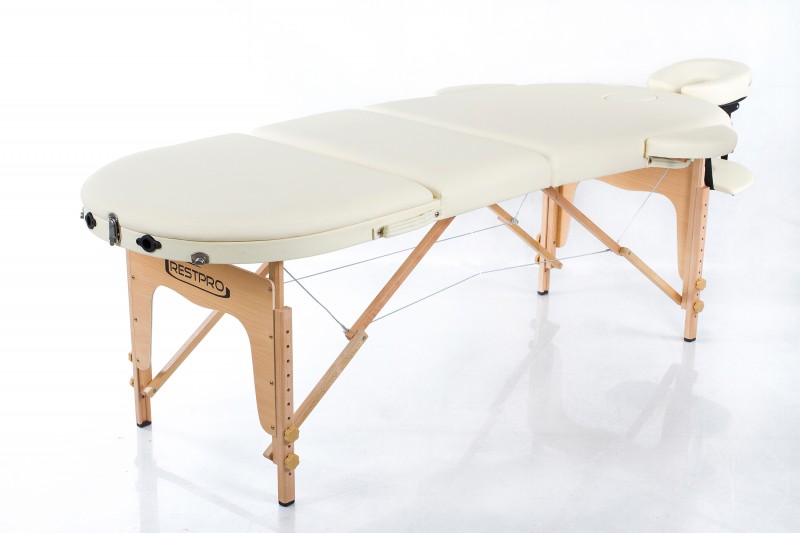 RESTPRO® Classic Oval 3 Cream saliekamais masāžas galds (kušete)