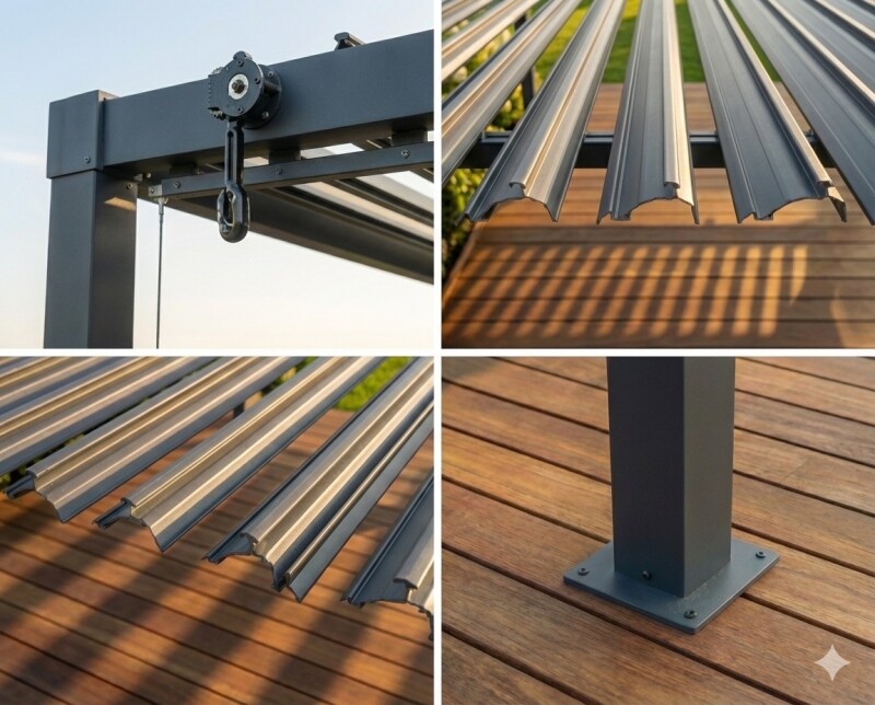 Биоклиматическая стальная пергола 3x4м с регулируемой стальной крышей