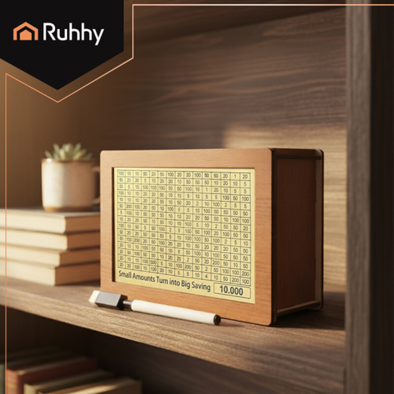 Wooden Piggy Bank, Savings Challenge