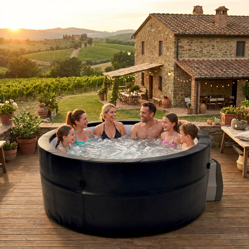 Каркасное джакузи Avenli Spa Osaka Black Leather, 4-6 персон