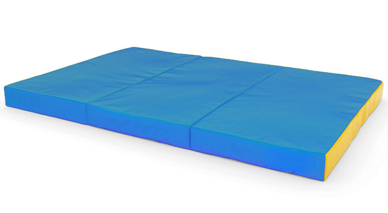 Folding sports mat 150x100 cm, light blue-yellow