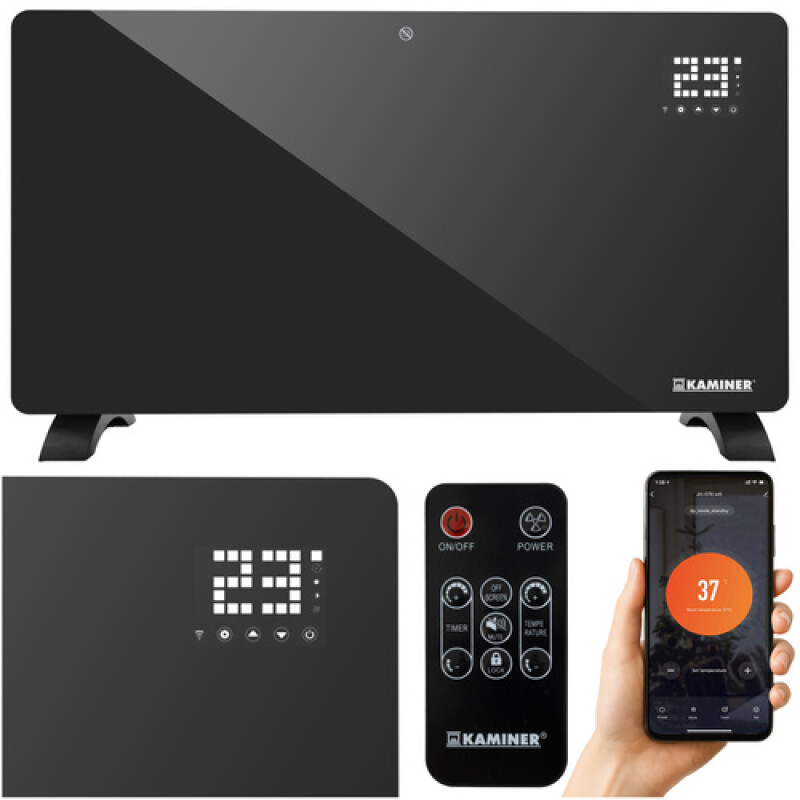 Electric glass Heater 2300W / 2500W with timer, black