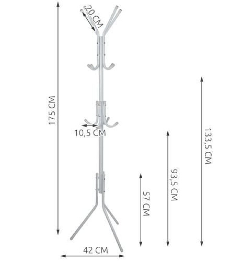 Laisvai pastatoma drabužių kabykla, metalinė 42 x H 175 cm