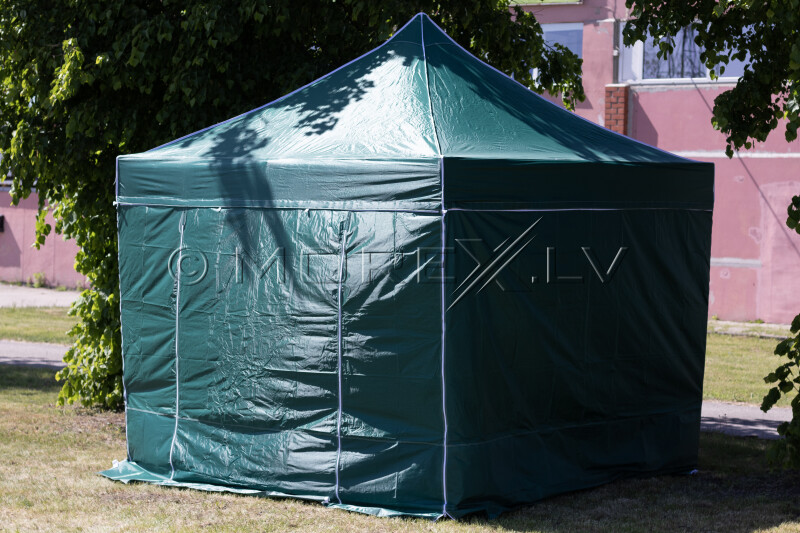 Pop Up Folding tent 3x3 m, with walls, Green, X series, aluminum (canopy, pavilion, awning)