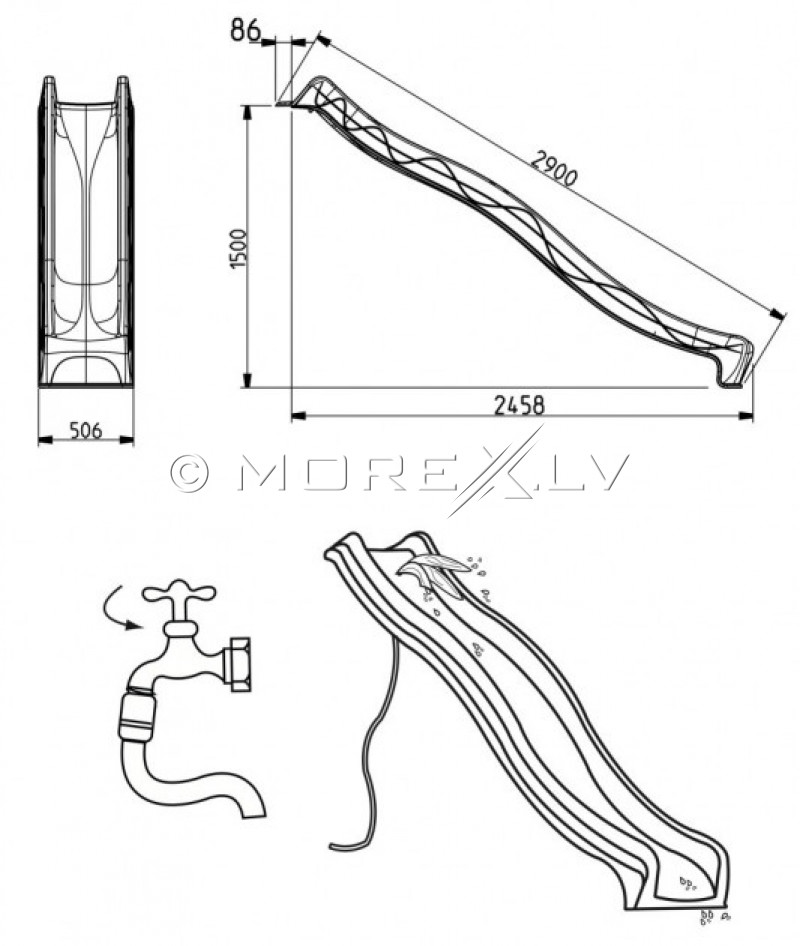 Slidkalniņš КВТ “tsuri” КВТ, 2.9 m, augstums 1.5 m, sarkans