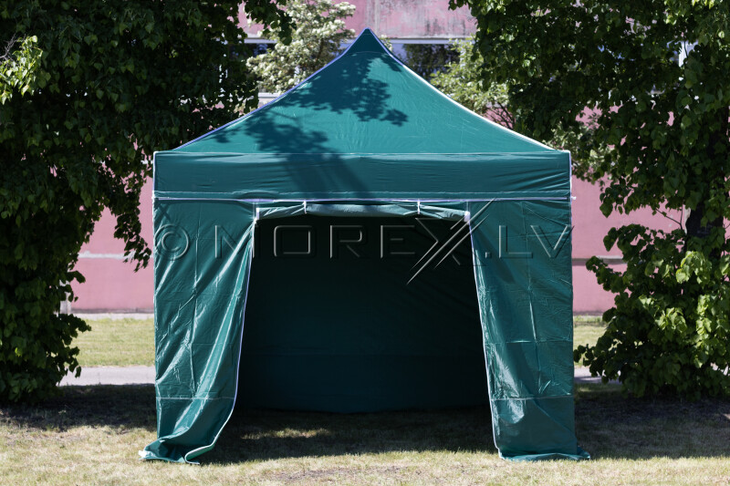 Pop Up Saliekamā nojume 2.92x2.92 m, ar sienām, Zaļa, H sērija, tērauds (tents, paviljons, telts)