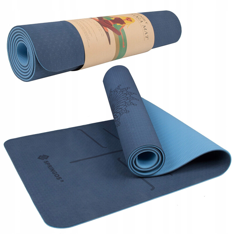 Коврик для йоги (аэробики) 183 x 61 x 0,6 см, синий