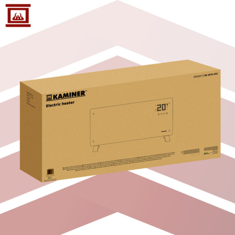 Electric glass Heater 2300W / 2500W with timer, black