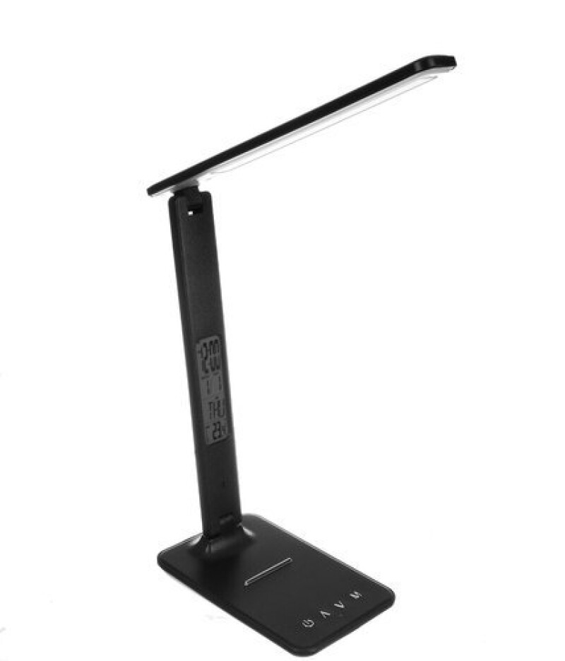 Desk lamp with weather station, black