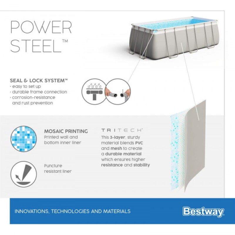 Karkasa baseins Bestway Power Steel 404х201х100 cm ar filtrējošu kartridžu sūkni un aksesuāriem (56441)