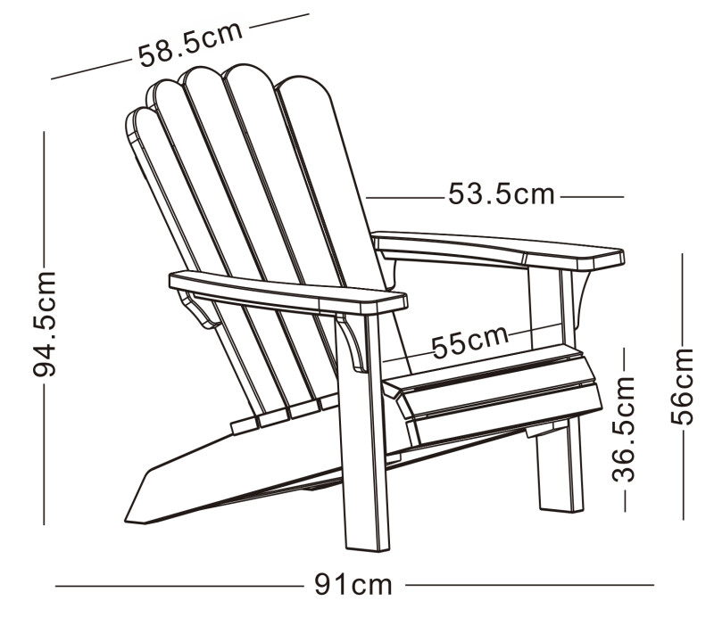 Garden chair Adirondack 91x58.5x94.5 cm, brown