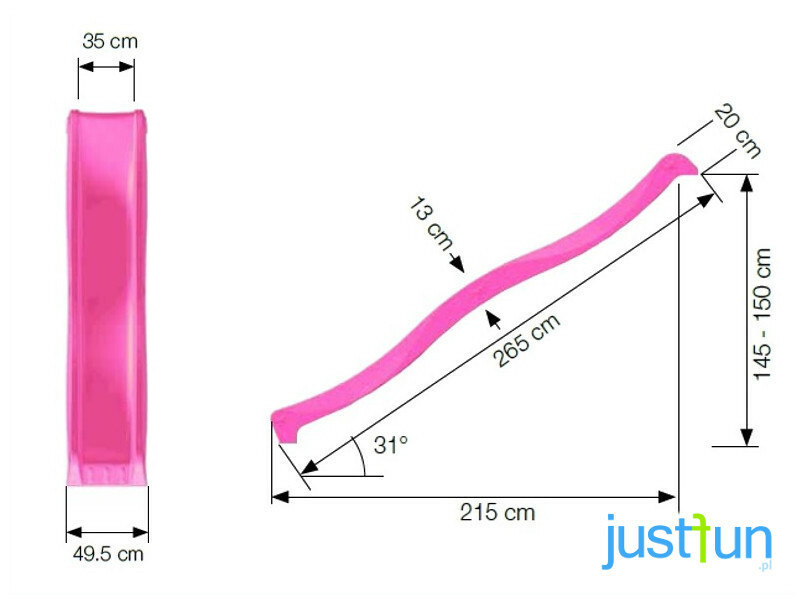 Slide hill Just Fun "Wavelet" 2.75 m, height 1.50 m, green