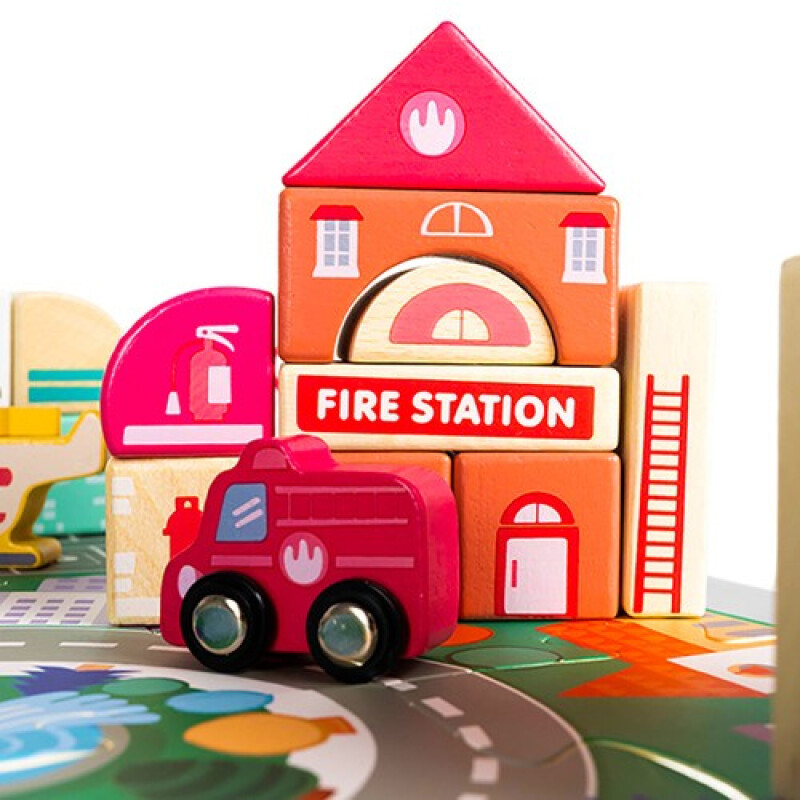 Koka klucīšu komplekts PILSĒTA 115 gab.