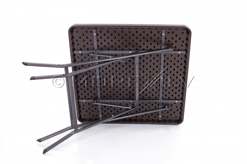 Square plastic folding table with a rattan design 78x78x74 cm