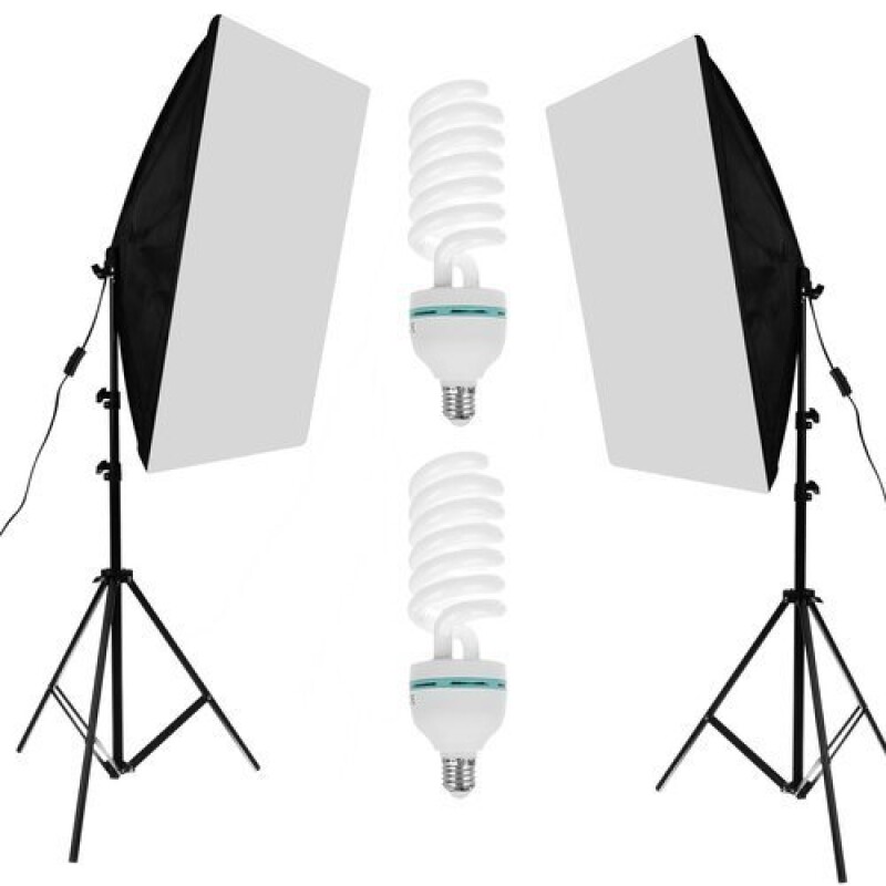 Fotostudijos rinkinys 2x125W, 2x softboksai, 2 stovai