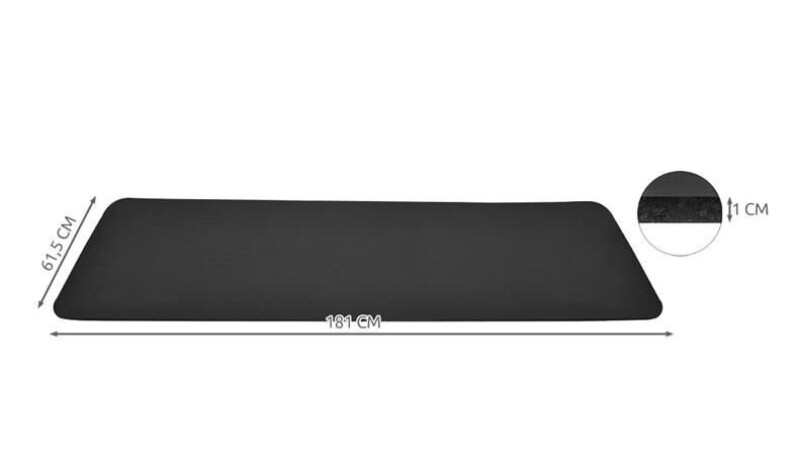 Joogatreening pilates fitness mat 181х61,5х1 cm, must