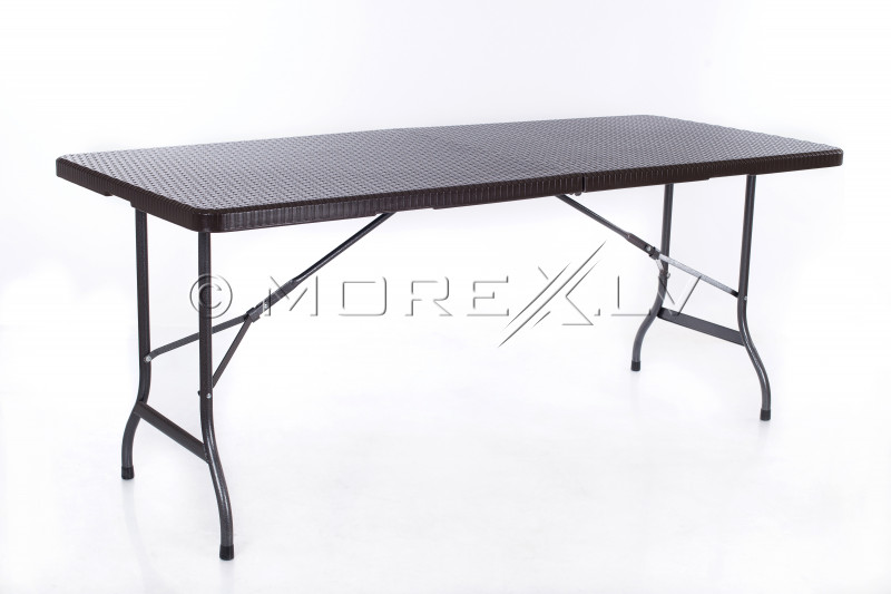 Folding table with a rattan design 180x72 cm + 2 Folding Bench