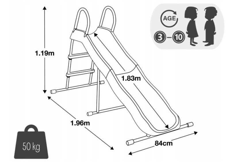 Slidkalniņš Intex 1.83 m, augstums 1.19 m, gaiši zila