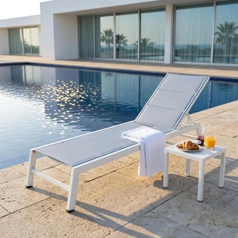Sun lounger, subbed 199x65x35 cm, light gray