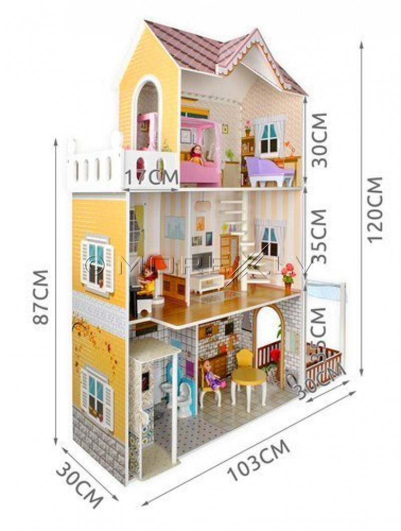 Big wooden dollhouse, 103х120 cm (9152)