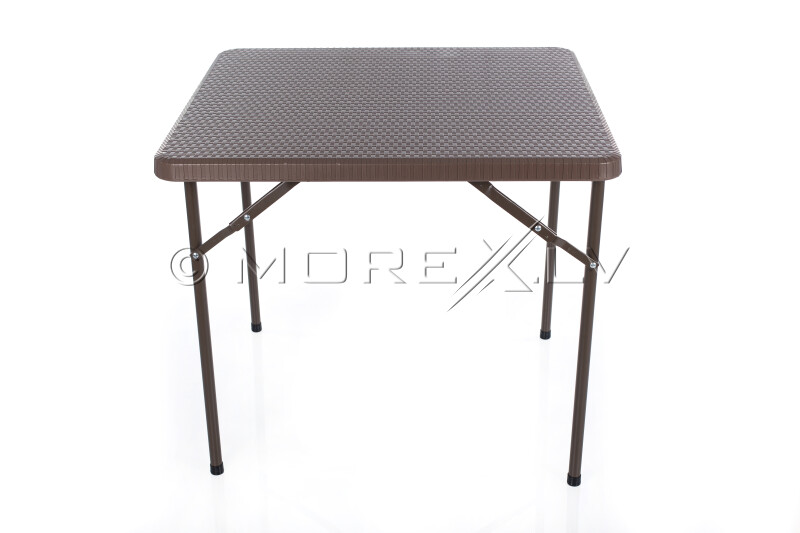 Square plastic folding table with a rattan design 86x86x74 cm