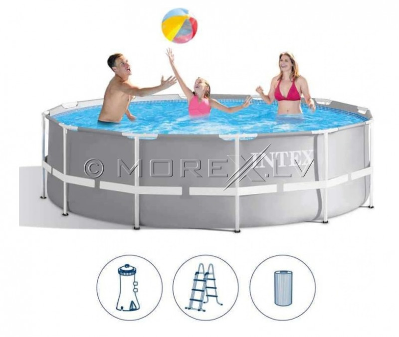 Karkasinis baseinas Intex Prism Frame Premium Pool Set 366x99 cm, su filtruojančiu siurbliu ir priedais (26716)