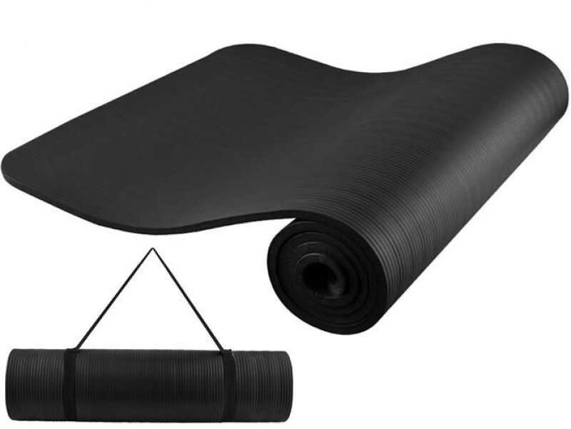 Jogas pilates vingrošanas sporta paklājiņš 181х61,5х1 cm, melns