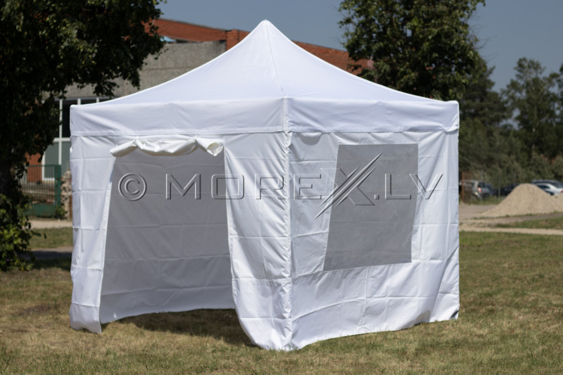 Pop Up Folding awning 3x3 m, with walls, White, N series, aluminum (tent, pavilion, canopy)