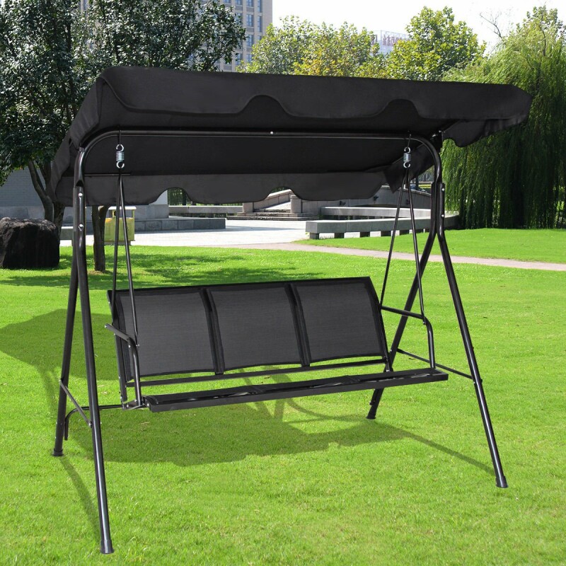 Garden swing 170x110 cm, 3-seat, black