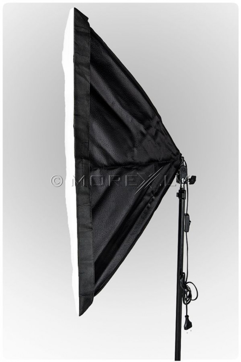 Komplektai 2 x Monohead 85W, 2X Softbox 50x70cm, 2 light stand (foto_03689)