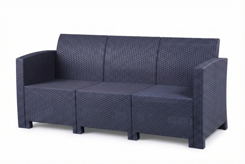 Triple rattan garden sofa 172 cm, grey