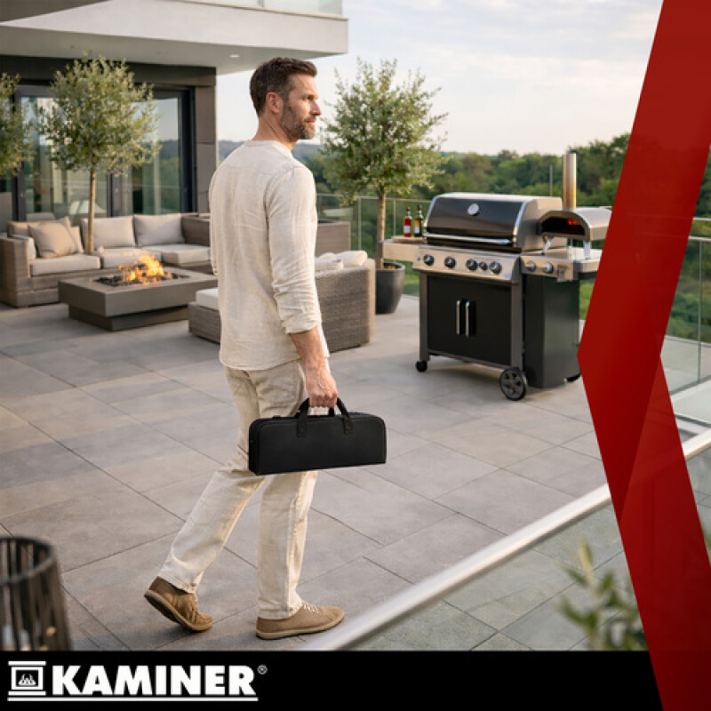 Barbecue utensils - set of 6 accessories + case