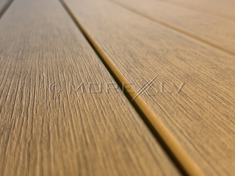 Outdoor dining table with wood texture, 150x80x74 cm