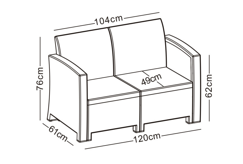 Ротанговый комплект мебели: диван, 2 кресла, стол