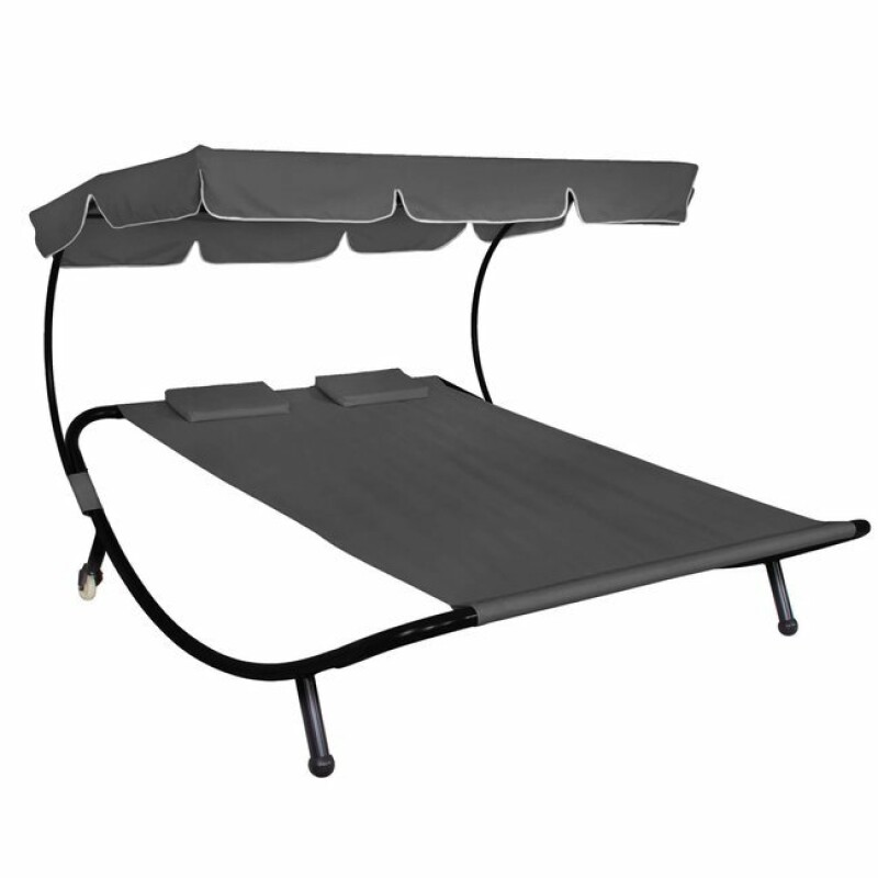 Hammock Sunbed with adjustable roof double, gray