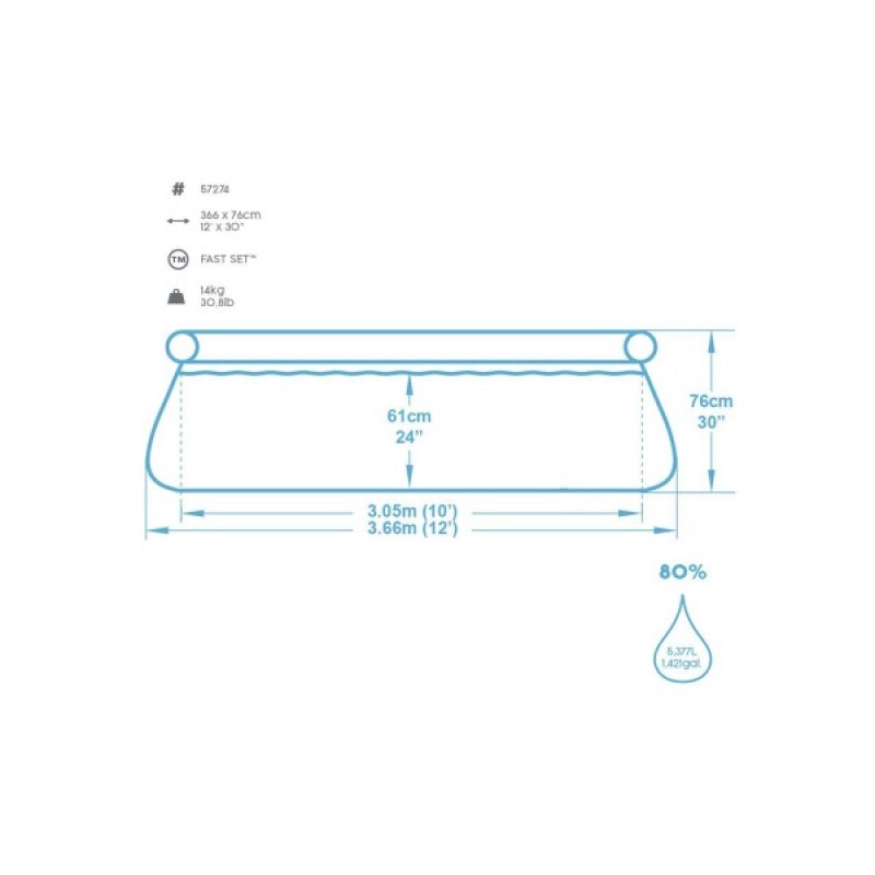 Baseins Bestway 57274 Fast Set 366x76 cm