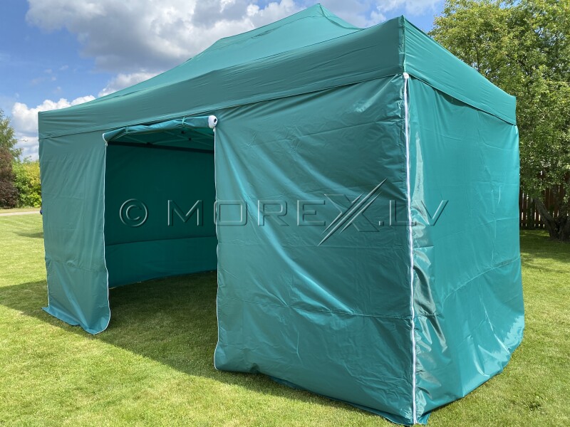 Pop Up Folding tent 3x4.5 m, with walls, Dark green, X series, aluminum (canopy, pavilion, awning)