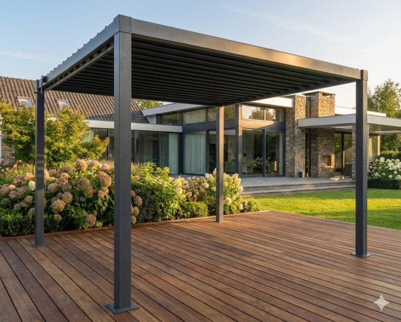 Биоклиматическая стальная пергола 3x4м с регулируемой стальной крышей