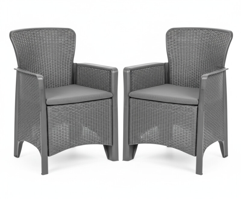 Rattan garden arm chair 55x55x85,5 cm, charcoal 2 pcs.
