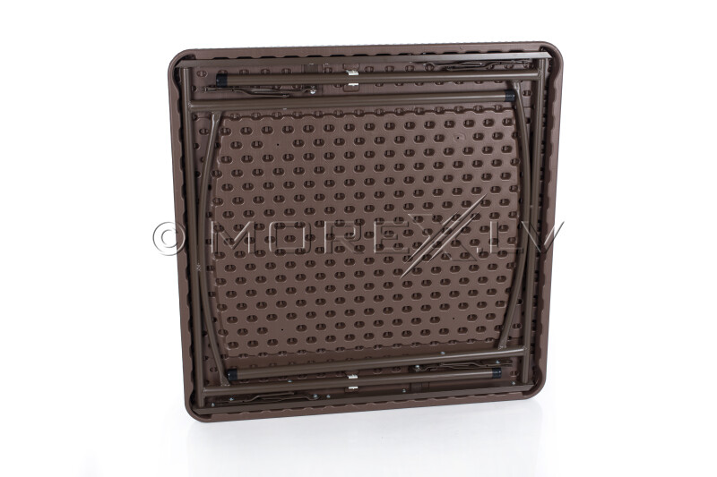 Square plastic folding table with a rattan design 86x86x74 cm