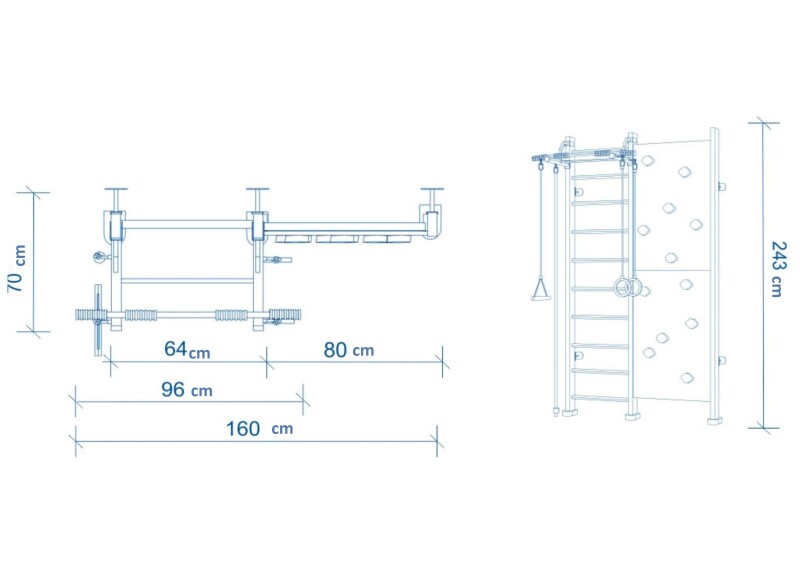 Wooden Swedish gymnastic wall ROCK 243x160cm