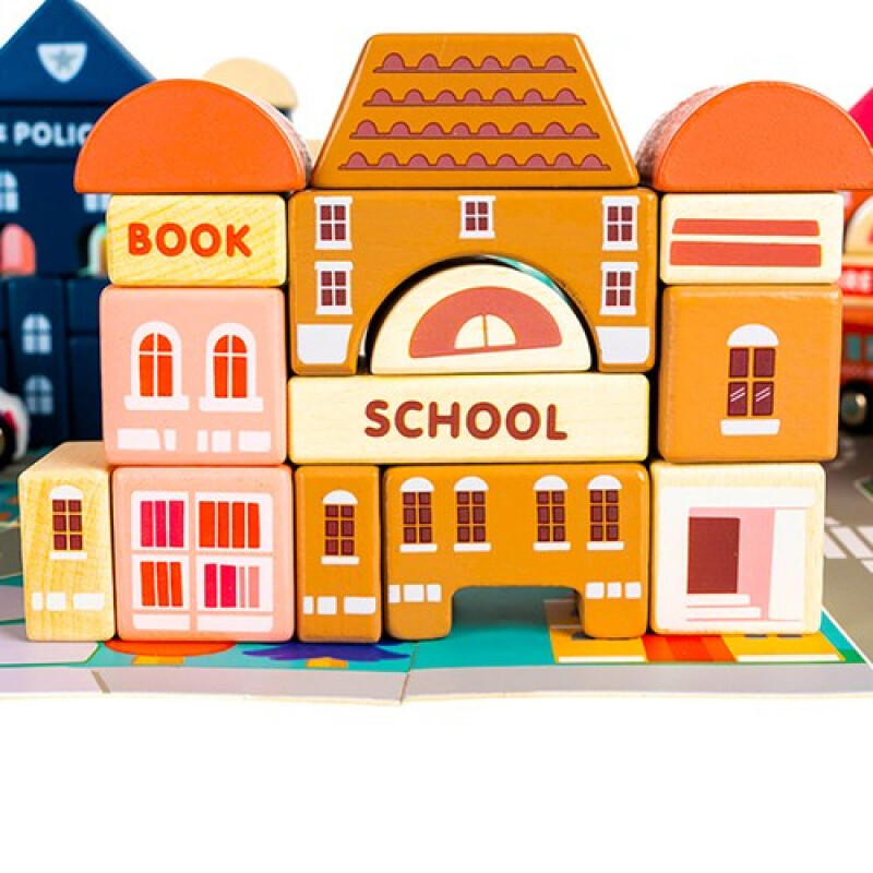 Koka klucīšu komplekts PILSĒTA 115 gab.