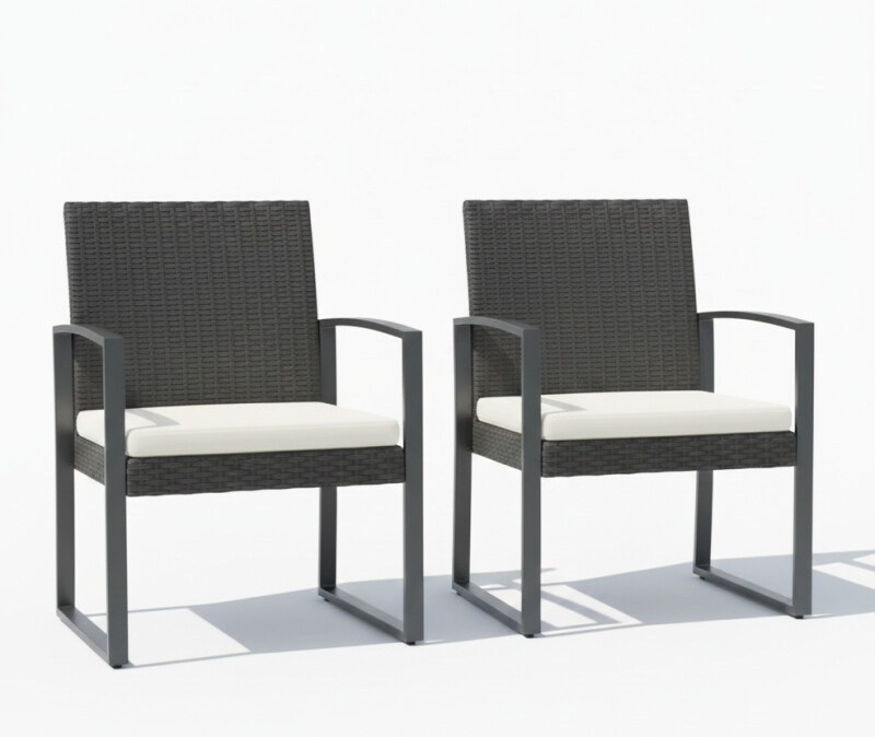 Rattan garden arm chair 57x56x84 cm, charcoal 2 pcs.