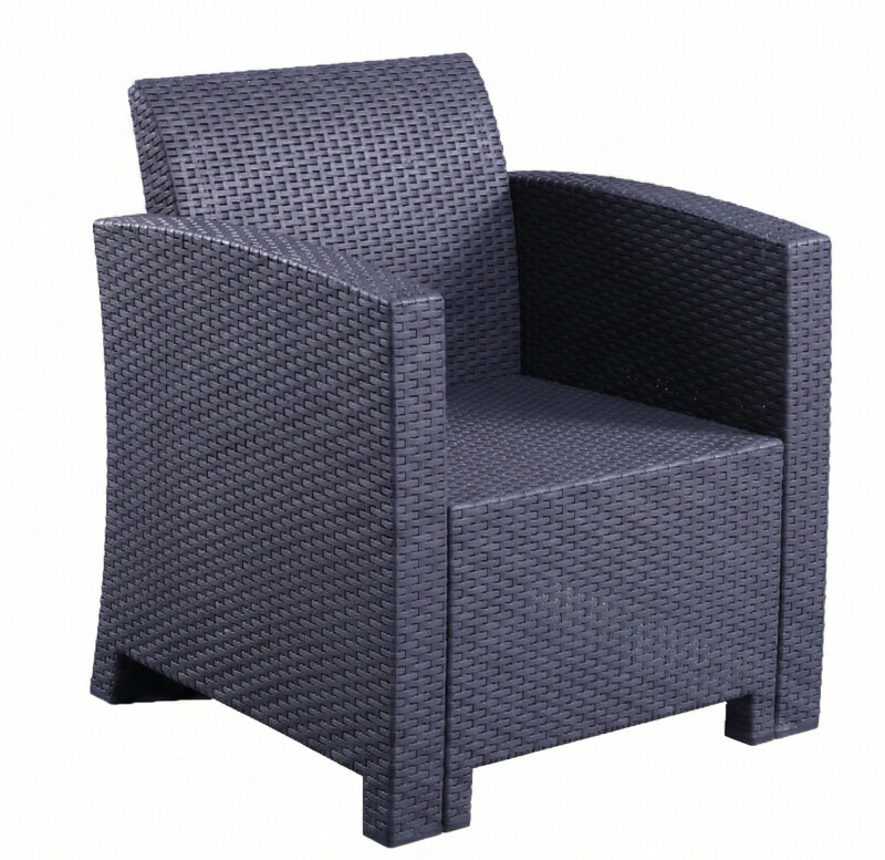Ротанговое садовое кресло 68 см, серое
