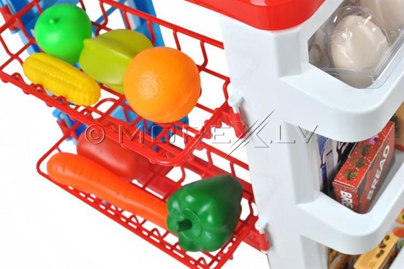 Toy Supermarket with Food and a Basket