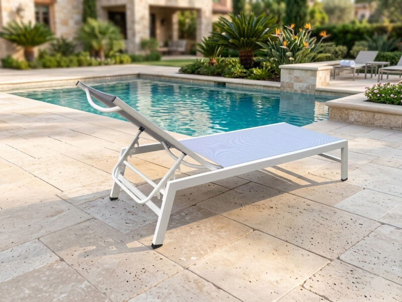 Sun lounger, subbed 199x65x35 cm, light gray