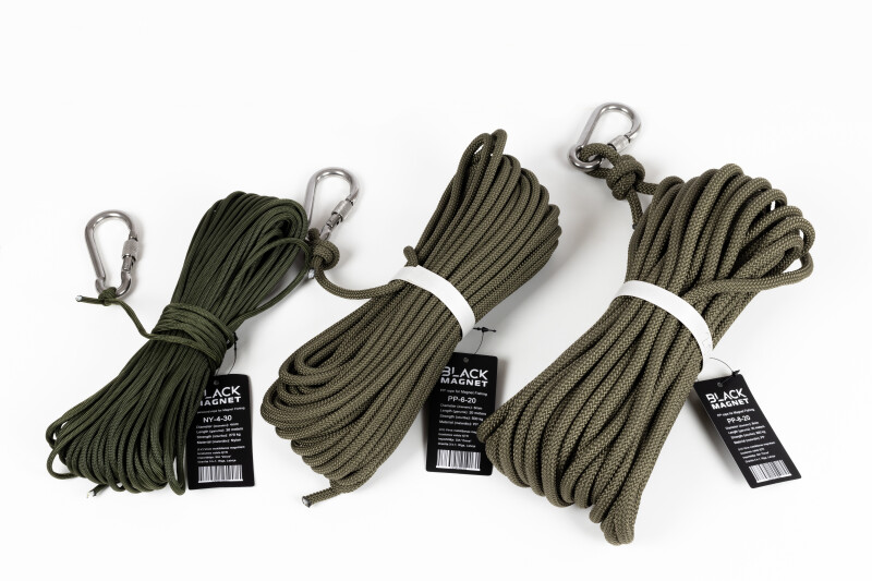 4 mm x 30 m virve parakords Black Magnet meklēšanas magnētam