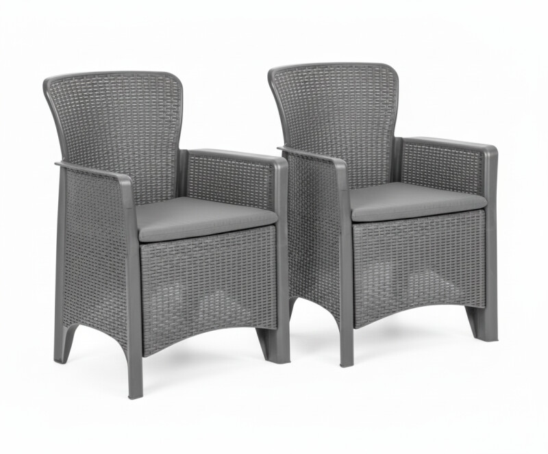 Rattan garden arm chair 55x55x85,5 cm, charcoal 2 pcs.